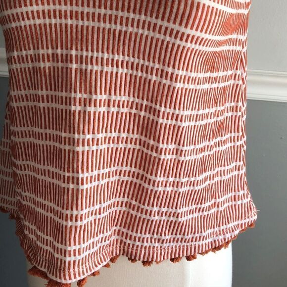 W5 Rust Orange Tasseled Tank Top - Picture 5 of 7
